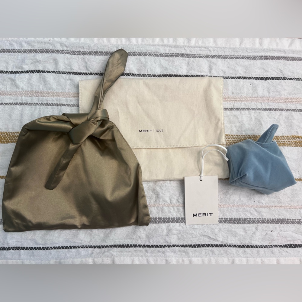 MERIT by Tove Silk Bag & Mini Velvet Blue Bag NWT